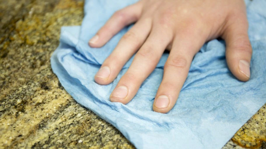 cleaning a granite countertop